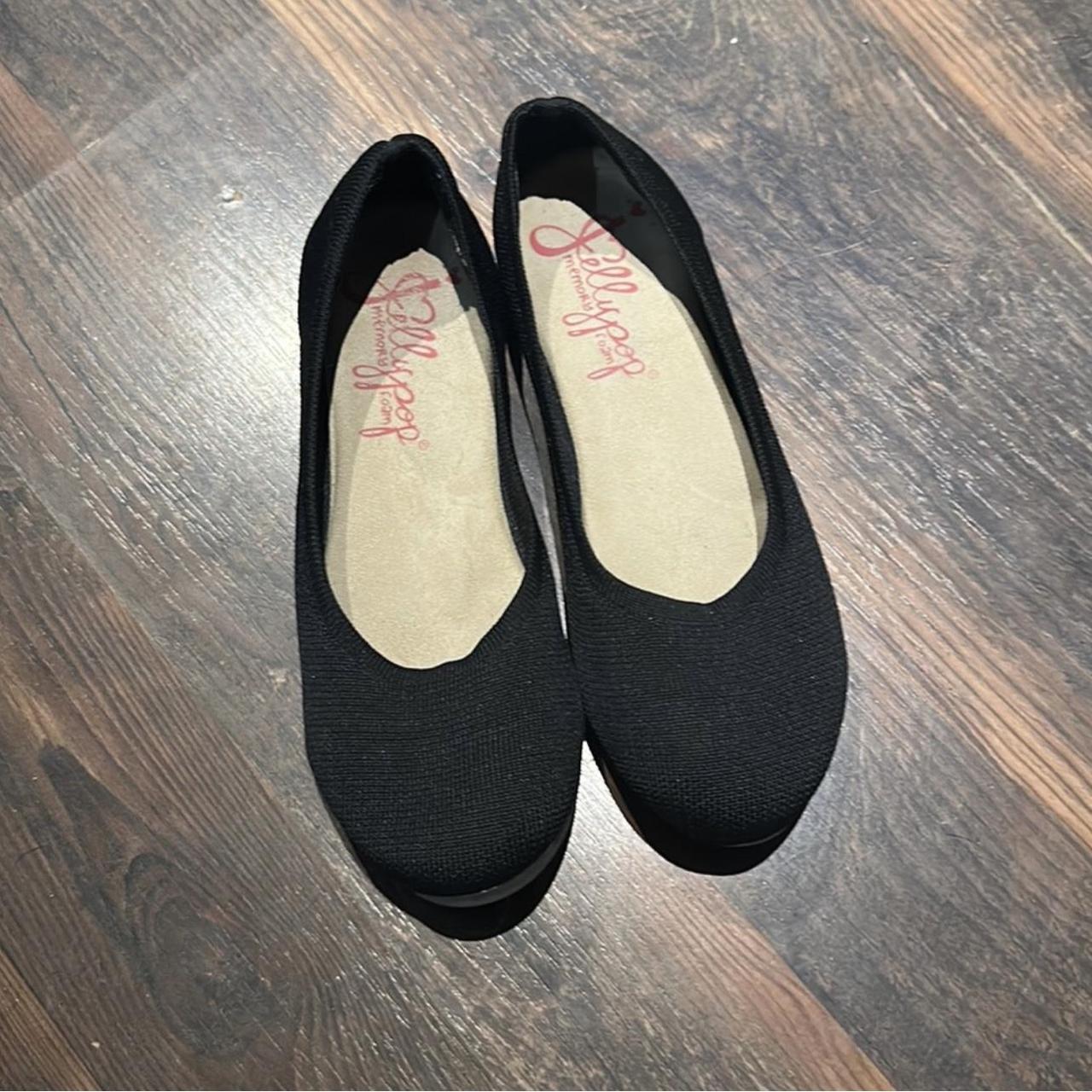 JELLY POP Black Flats Size 10. Worn once. No signs... - Depop