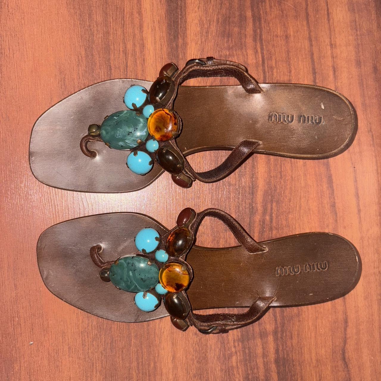 Miu Miu Women's Sandals - Brown/Multi – Miu Miu R… - image 1