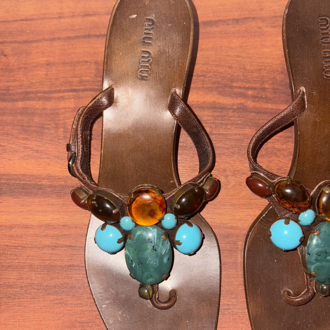 Miu Miu Women's Sandals - Brown/Multi – Miu Miu R… - image 3