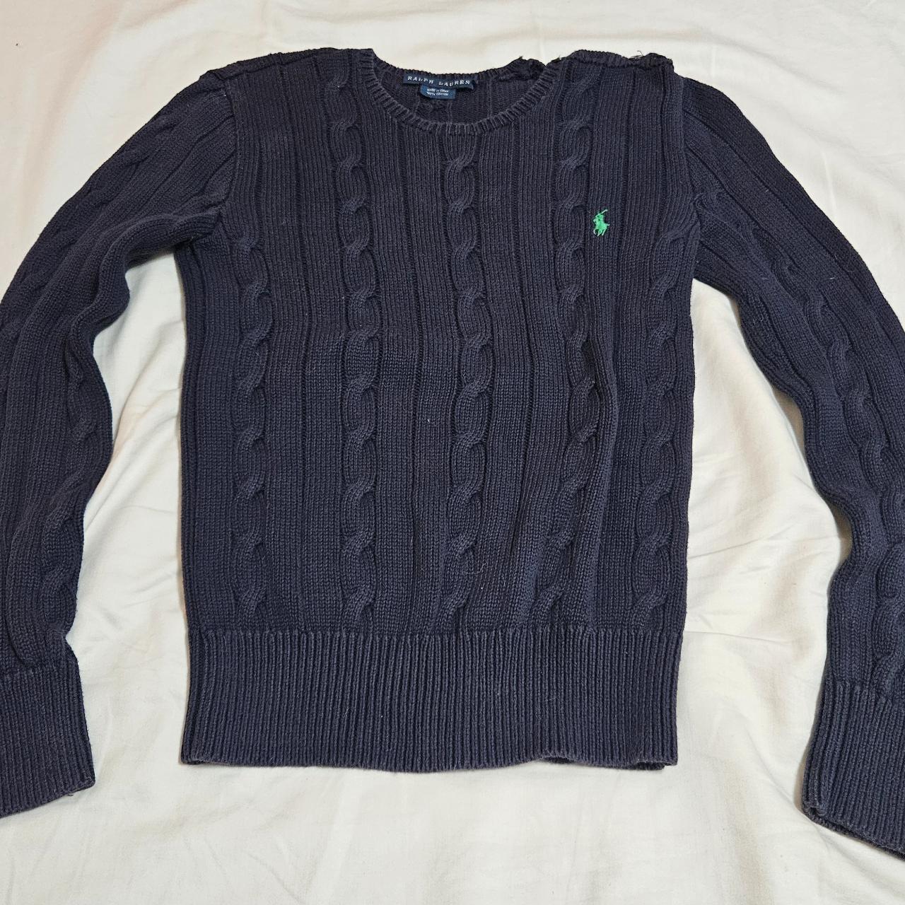 Cotton Navy Blue Ralph Lauren Polo Knit Sweater - Depop