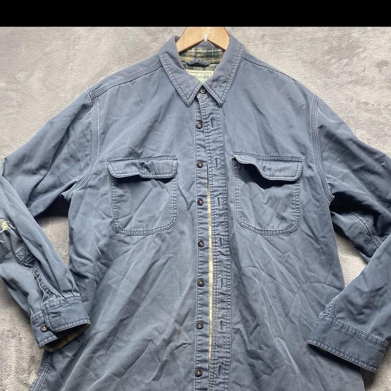 Vintage LL Bean Mens XL Flannel Lined Canvas Shirt - Depop