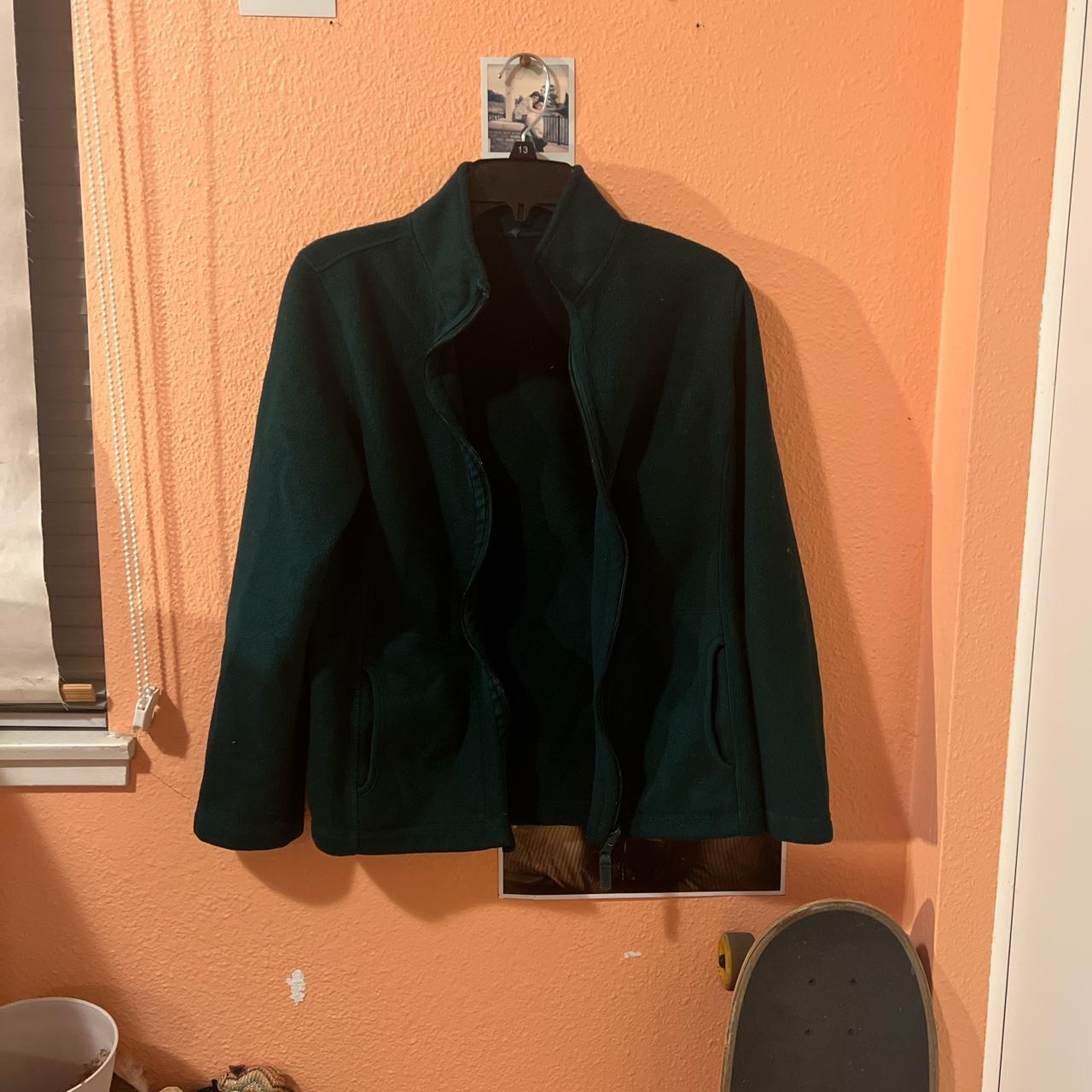 Forest green reversible fleece jacket Fits... Depop