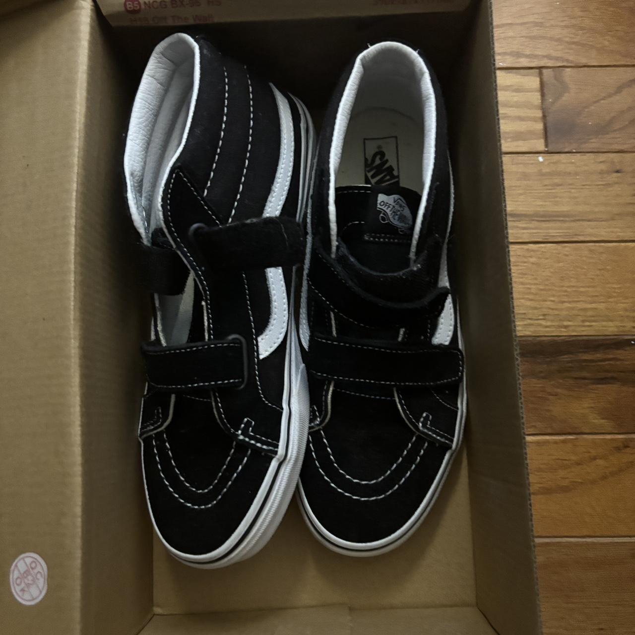 Vans black and white sk8 hi trainers Velcro Size. Depop