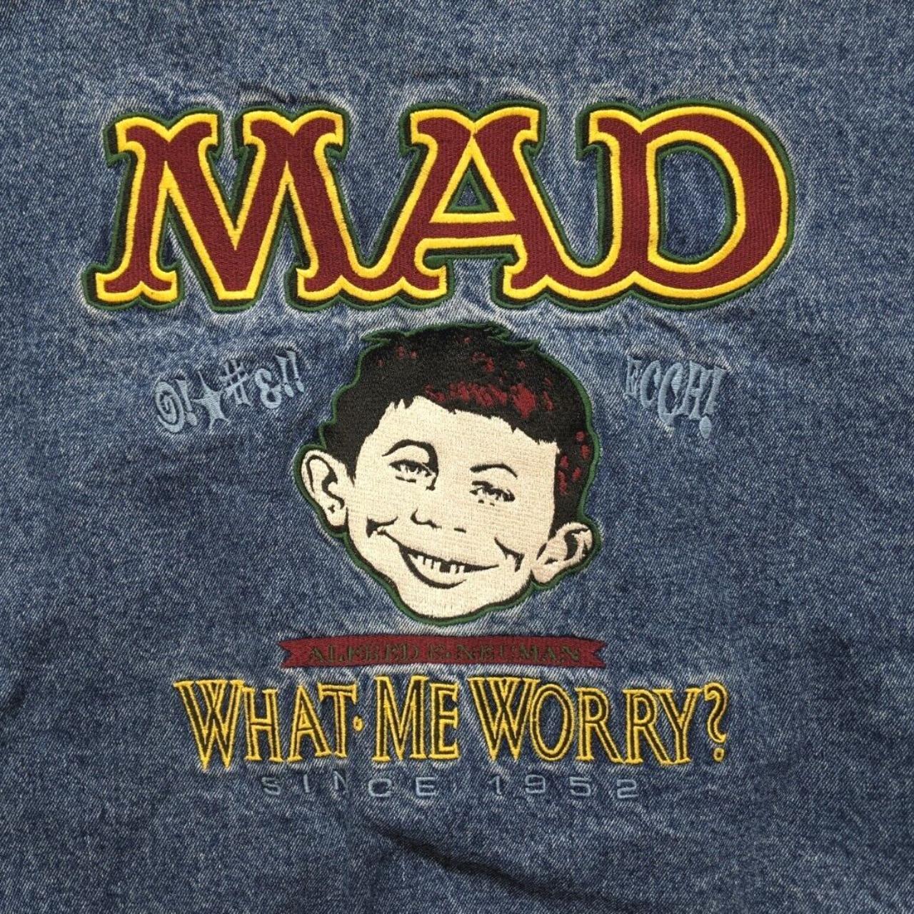 VTG Mad TV Magazine “What Me Worry?” Alfred E. Neuman Denim Bomber store Jacket XL