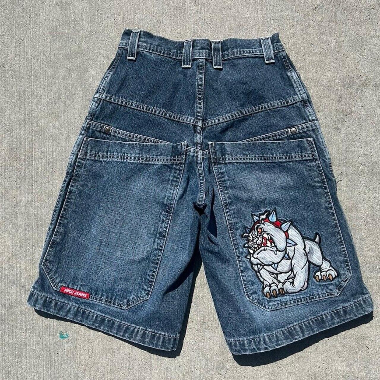 Vintage JNCO Jean Shorts Bulldog Tag 29 Grail Jorts... - Depop