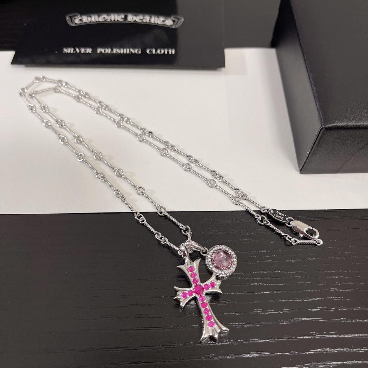 ◆入手困難◆CHROME HEARTS◆Silichrome CH Cross Pendant Pink Chrome Hearts Rubber Silichrome CH Cross Pendant Necklace