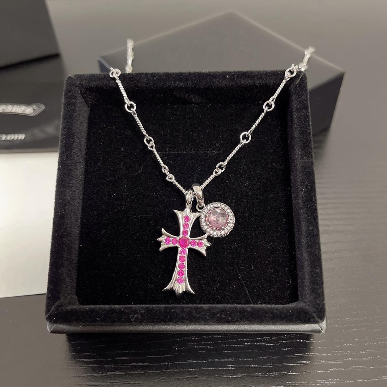 ◆入手困難◆CHROME HEARTS◆Silichrome CH Cross Pendant Pink Chrome Hearts Rubber Silichrome CH Cross Pendant Necklace