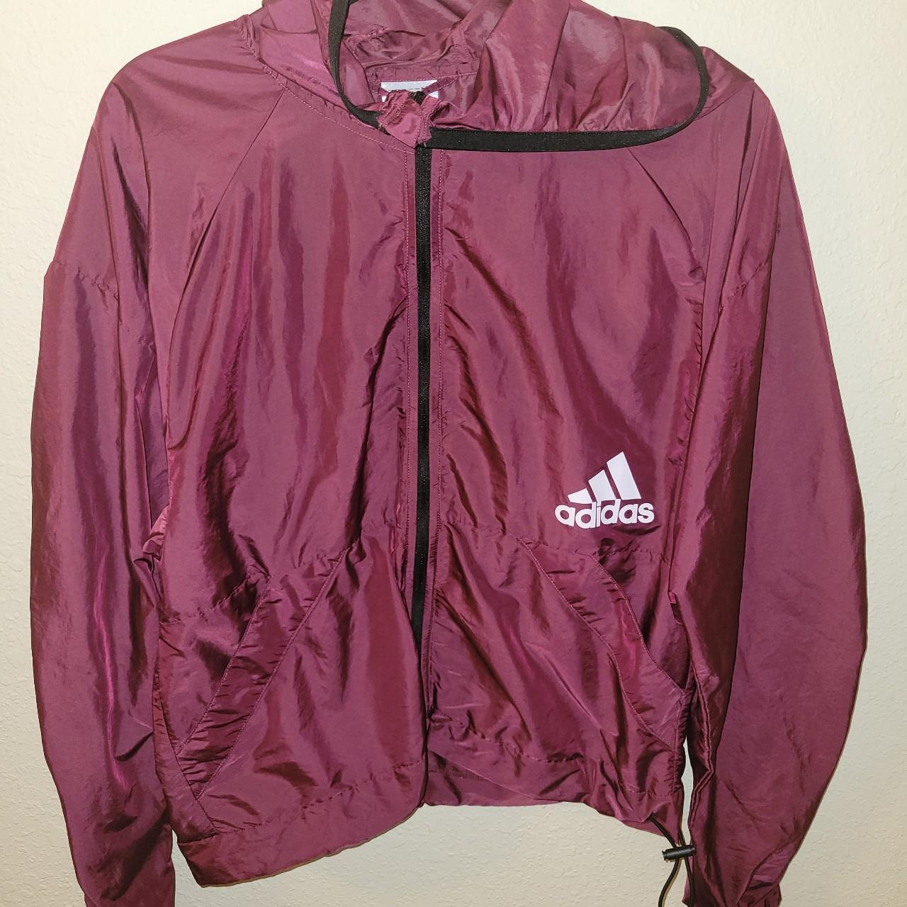 Maroon Adidas track jacket in size xs. Depop