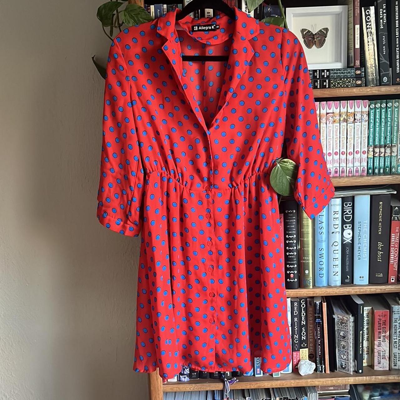 Allegra K Dress Women's Size Large Red With Silver - Depop