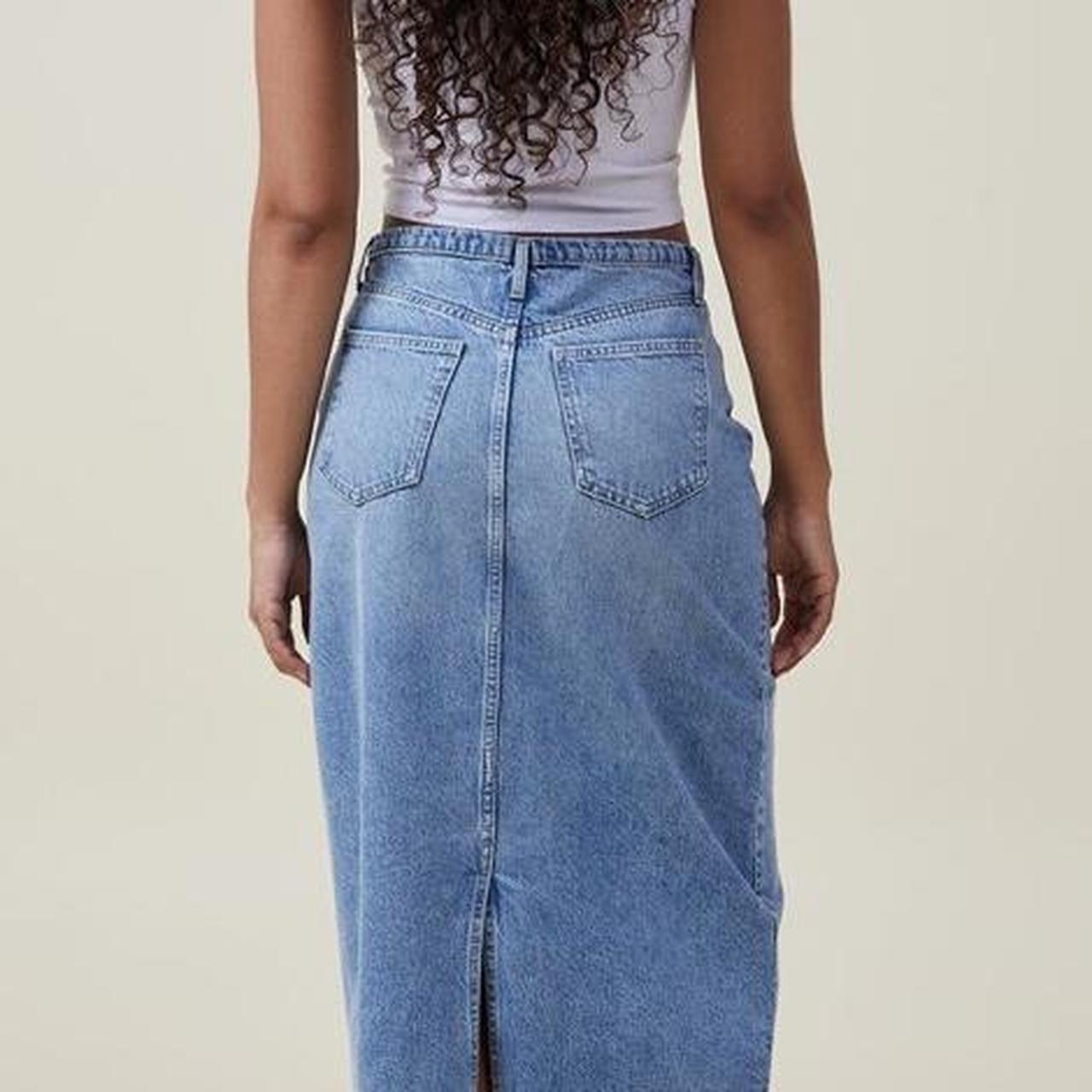 Cotton On maxi denim skirt size 8 has raw hem Depop