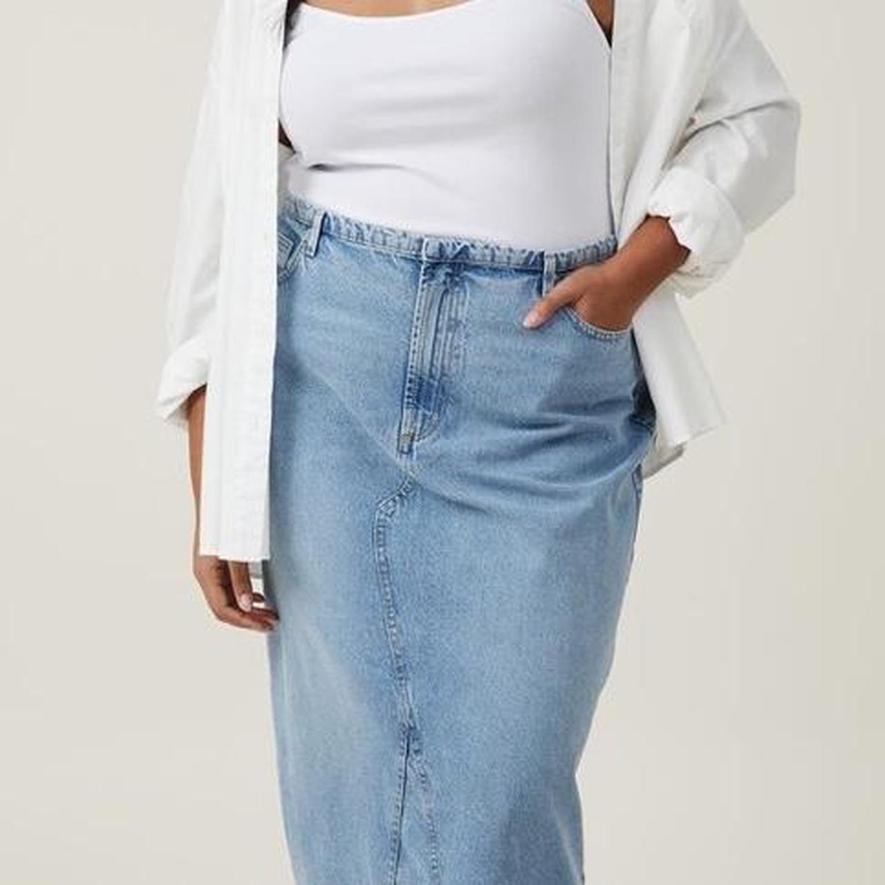 Cotton On maxi denim skirt size 8 has raw hem Depop