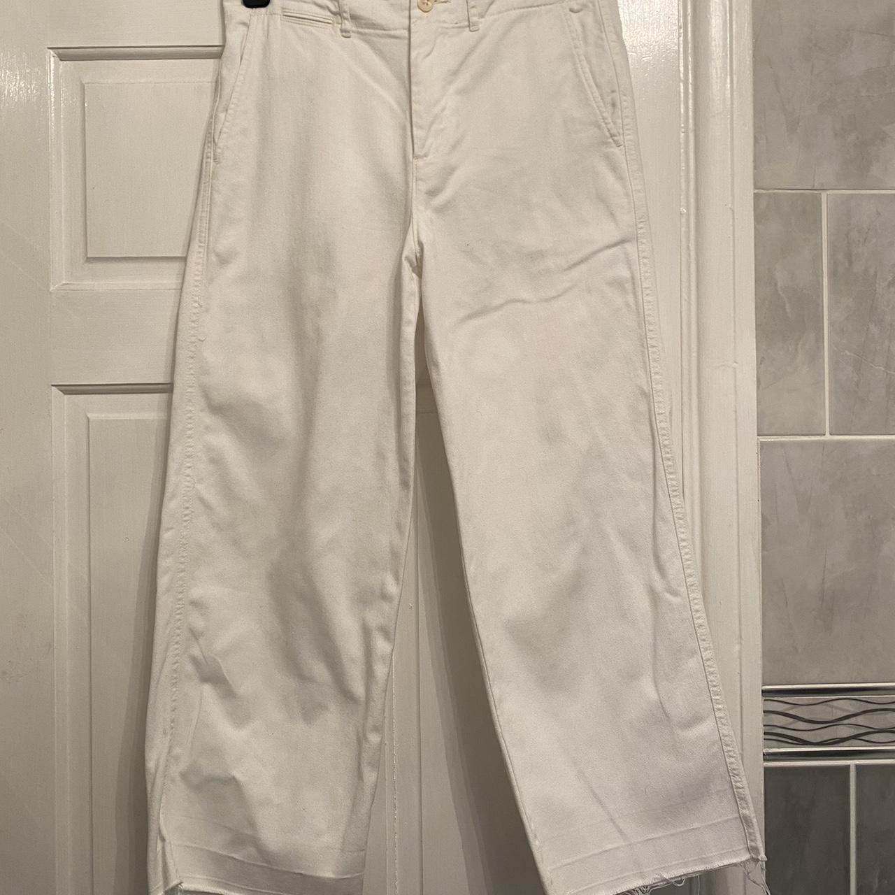 Ralph Lauren polo white crop chino linen trousers... - Depop