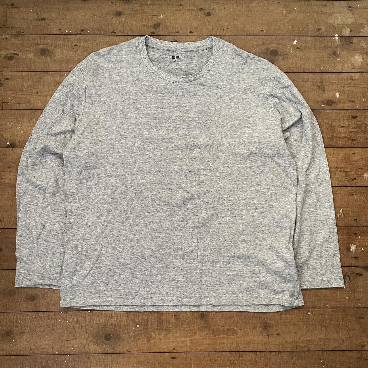 Uniqlo grey long sleeve tee XL. Barely used in great... - Depop