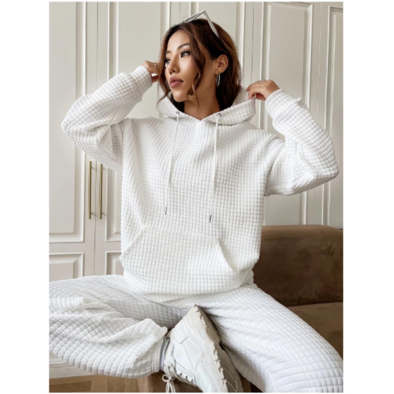 White Kangaroo Pocket Drop Shoulder