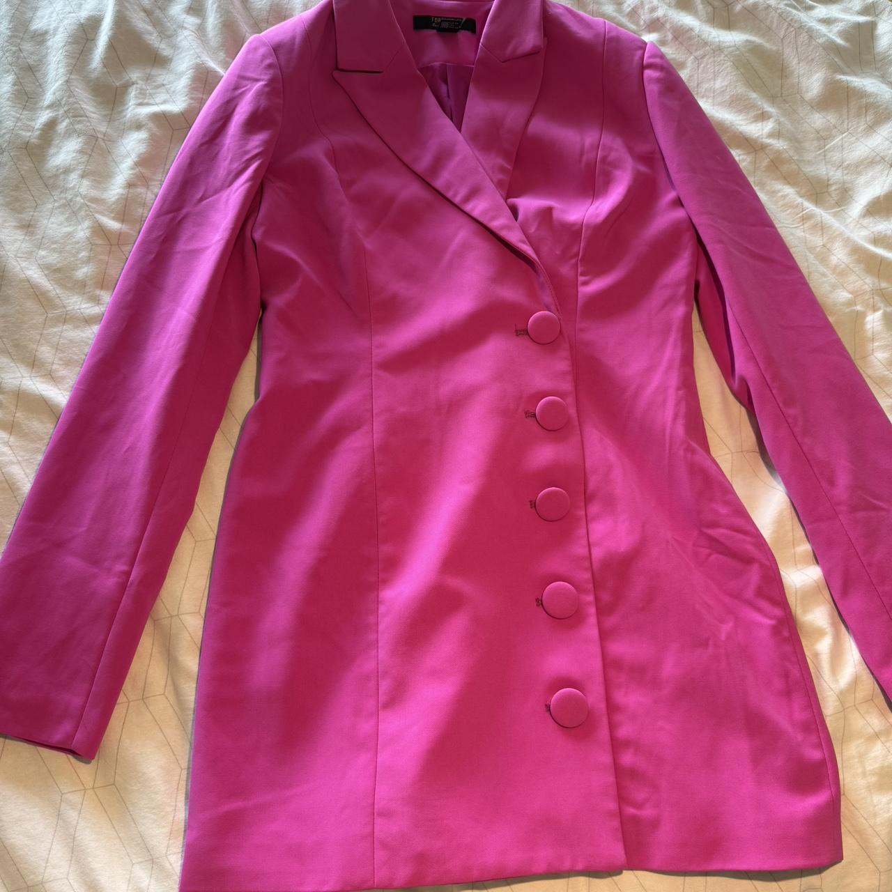 Hot pink blazer dress with buttons. Forever 21. Depop