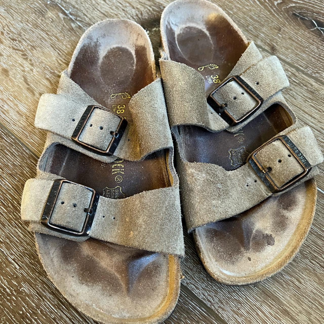 Vintage Birkenstocks Suede Beige Arizona Made in... Depop