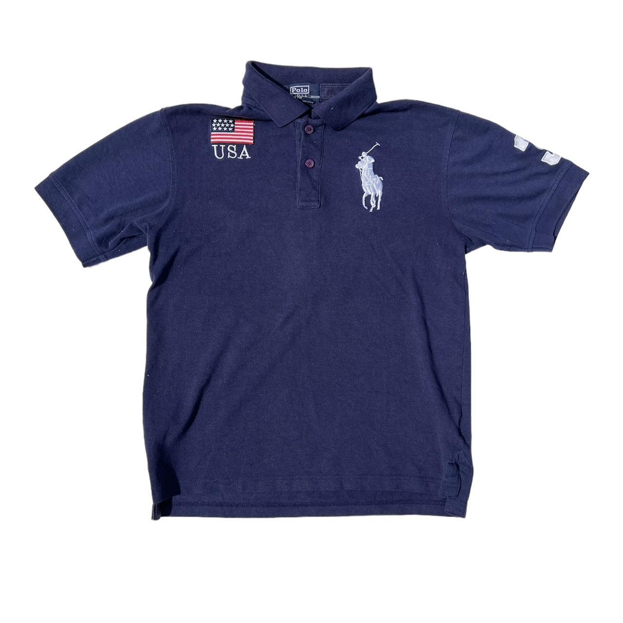 Vintage POLO RALPH LAUREN on sale usa embroidered big logo navy blue