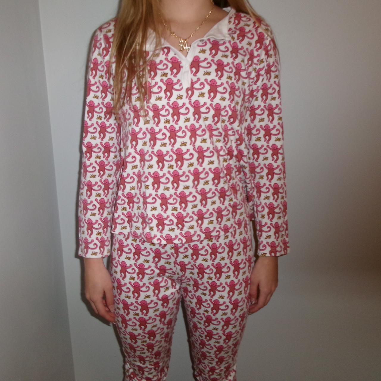 Roller Rabbit Pink Monkey Pajama Set, Size XS, Model... - Depop