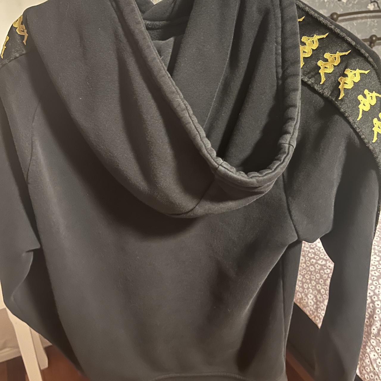 Small Black and Gold Kappa hoodie - Depop