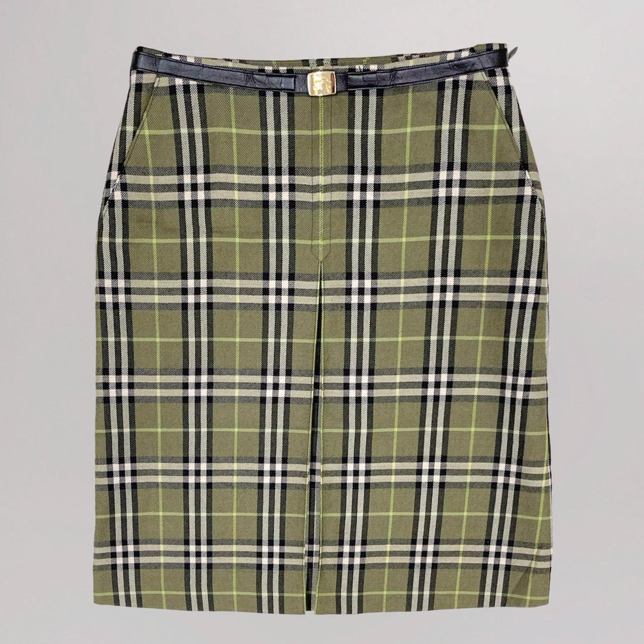 Burberry pleated skirt clearance green