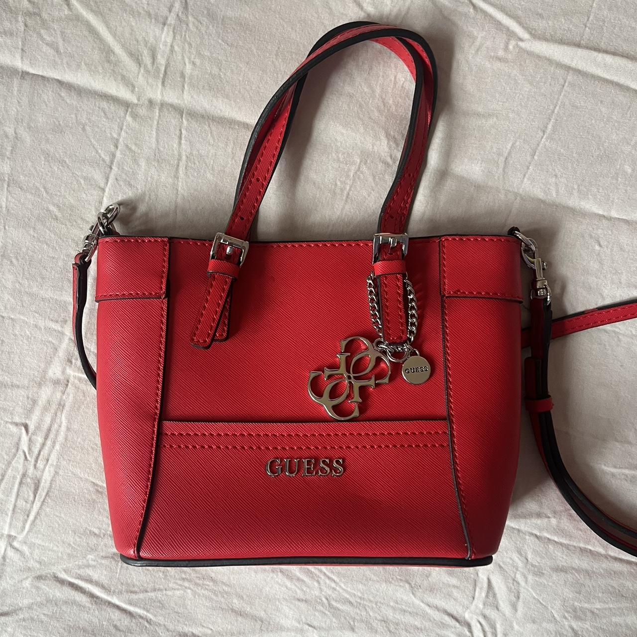 Guess red leather crossbody tote bag with bag... Depop