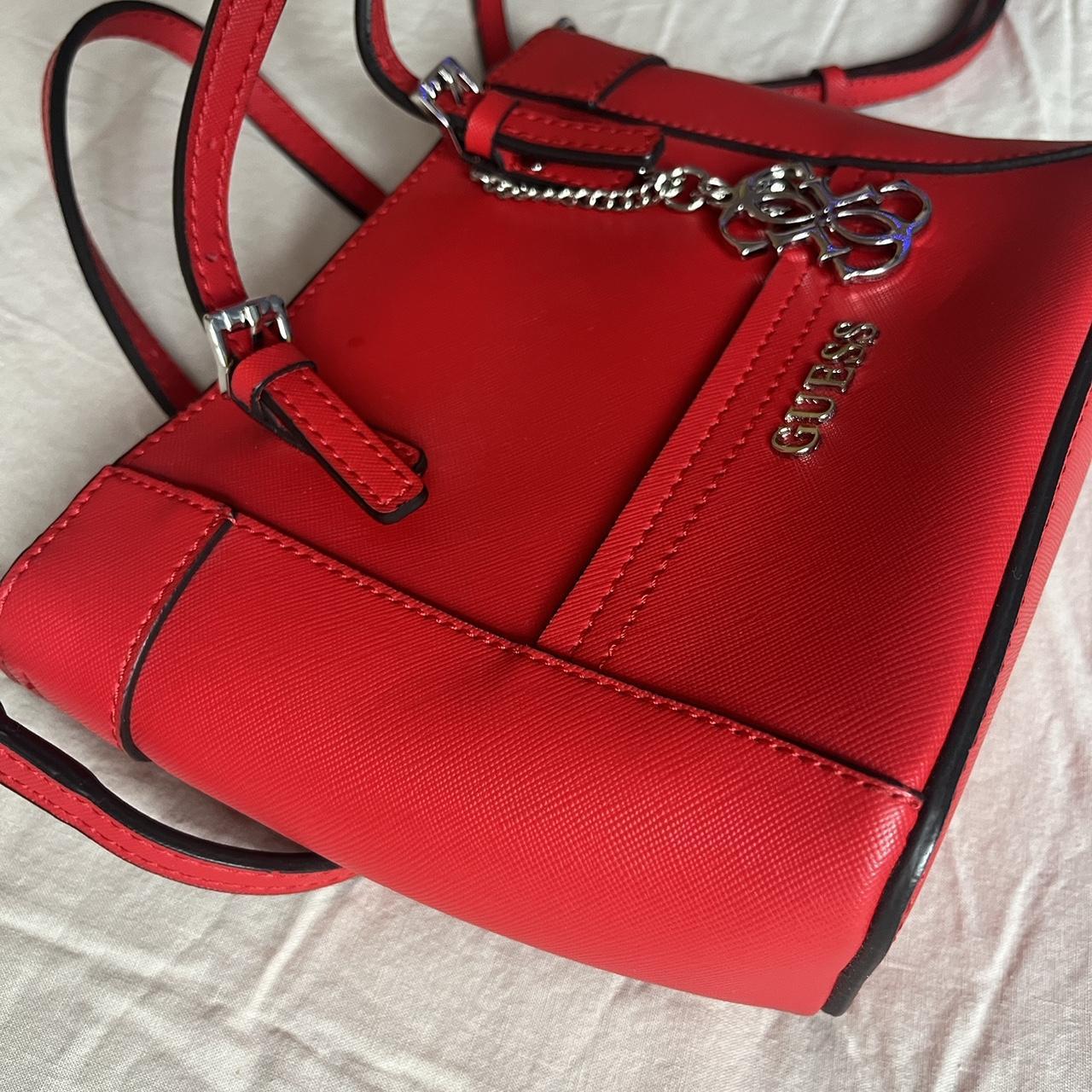 Guess red leather crossbody tote bag with bag... Depop