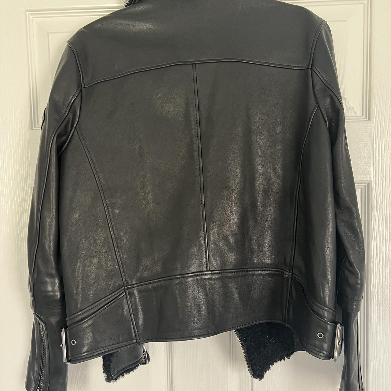 ALL SAINTS Black on Black Shearling + Leather... Depop