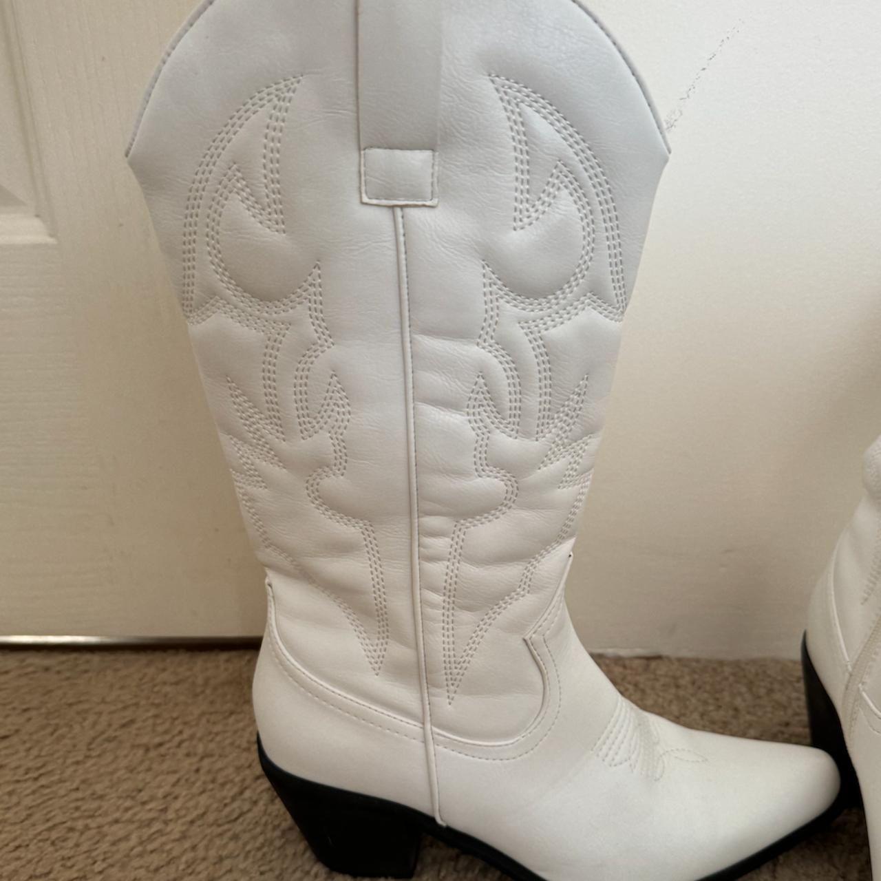 white cowboy boots from princess polly. worn twice.... Depop