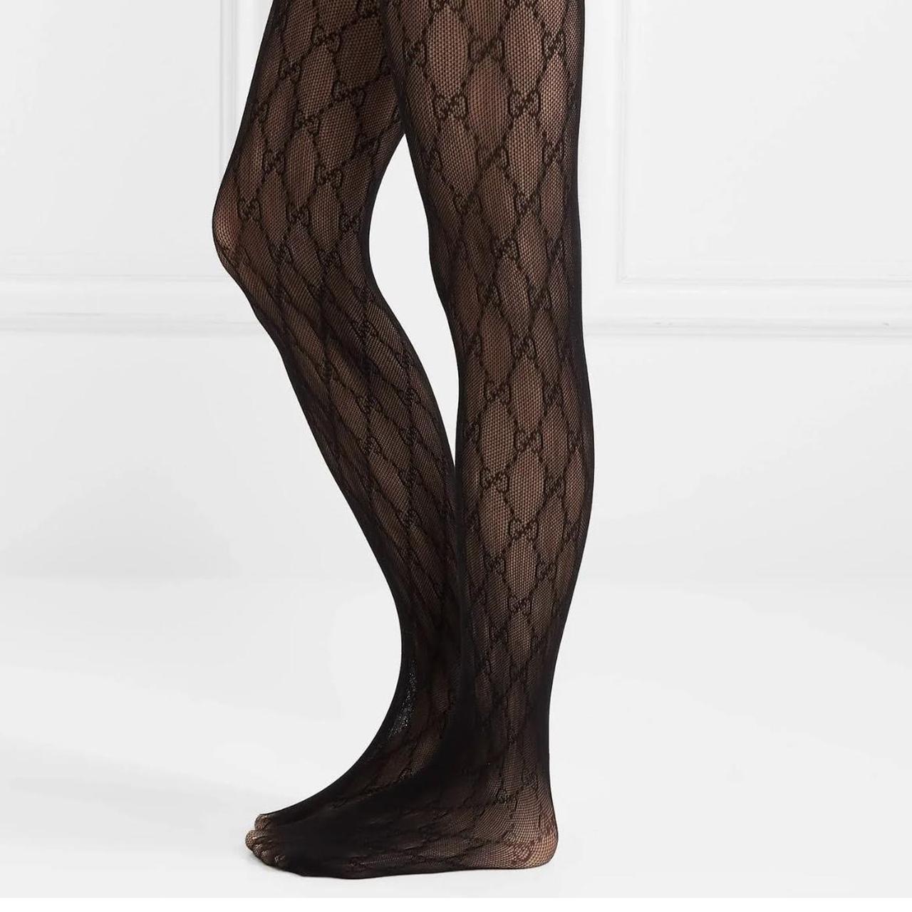 GUCCI Black GG Intarsia Tights Size S 100