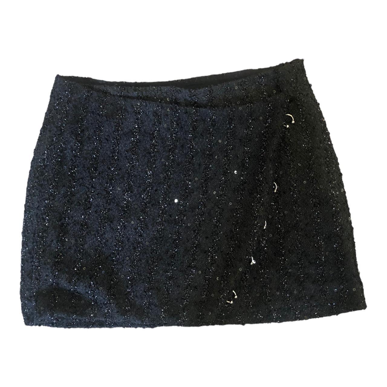 Zara Mini Skirt with diagonal silver rings sparkling... - Depop