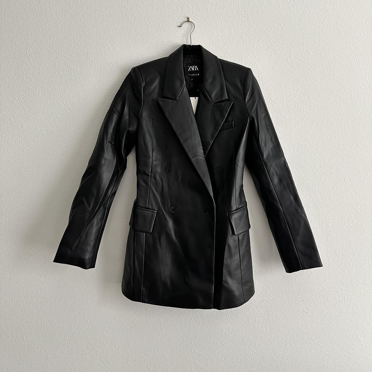 Leather on sale blazer zara