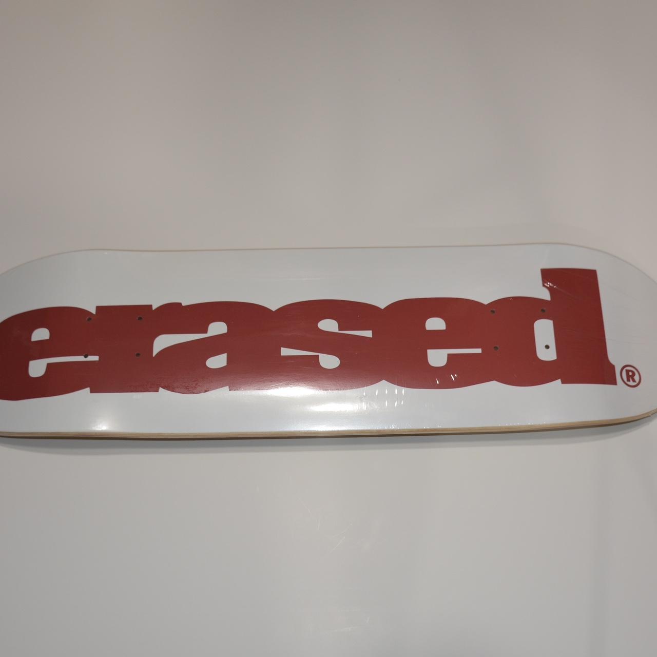 Erased Project 8.25 white and red skateboard deck....