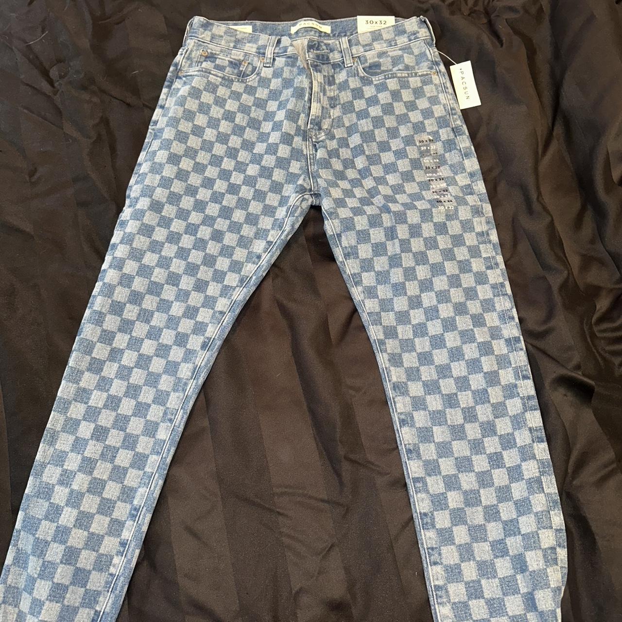 PacSun Men's Pants - Blue - 30" – checkered pants from pacsun size 30x32 never …