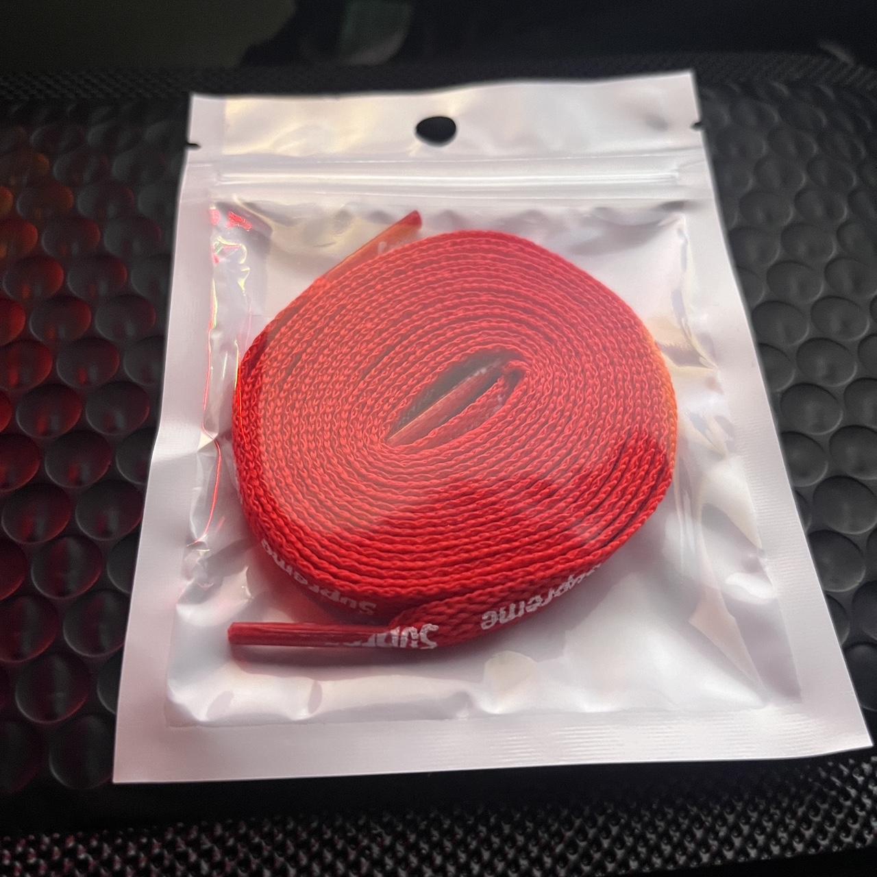 Red supreme shoe laces Size 120cm #supreme... - Depop