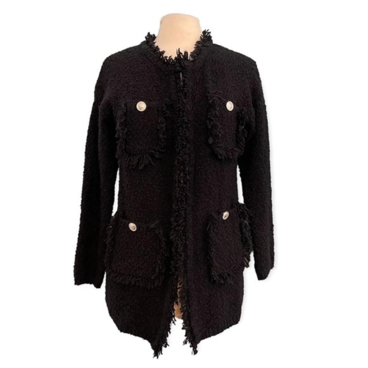 Janice Apparel Button Embellished Cardigan in Black