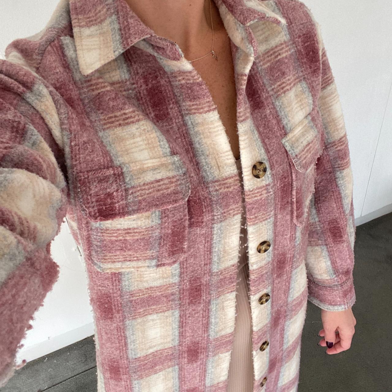 ジャケット・アウター TAN PINK CHECKED COAT Balenciaga Pink Flannel Zip-Up Jacket 110 102274605 | eBay