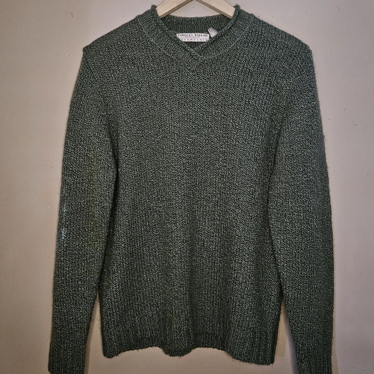 Vintage Carolyn Taylor dark mint green knitted... - Depop