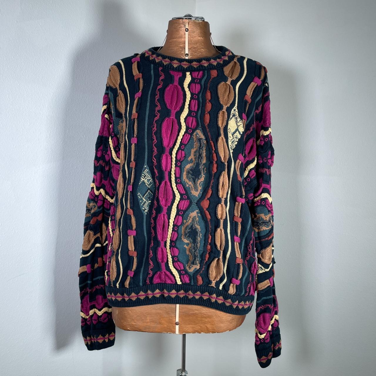 1990’s Coogi Style Textured Striped Knit Sweater | ... - Depop