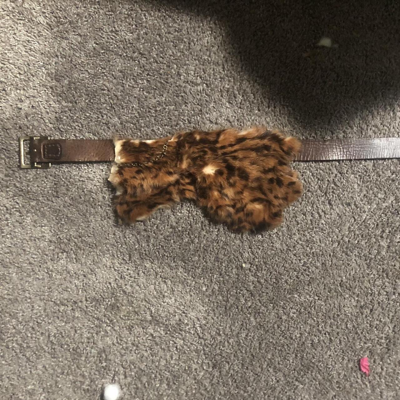 Vintage Genuine furr belt with piercing details... - Depop