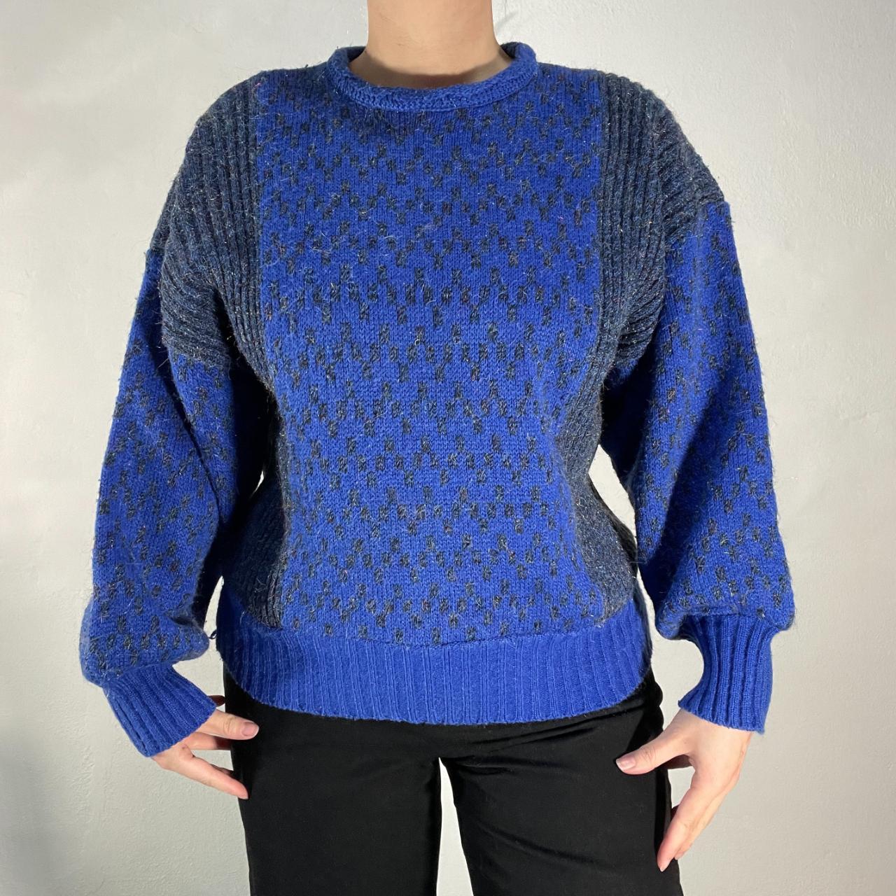 Women's Blue and Grey Jumper Depop