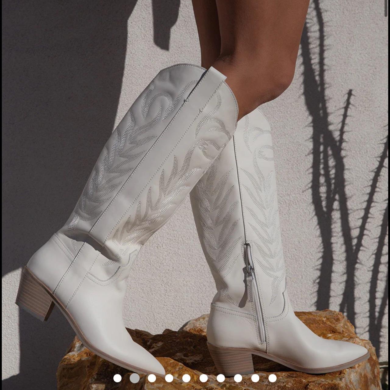 Dolce Vita White Cowgirl Boots Size 10 worn once