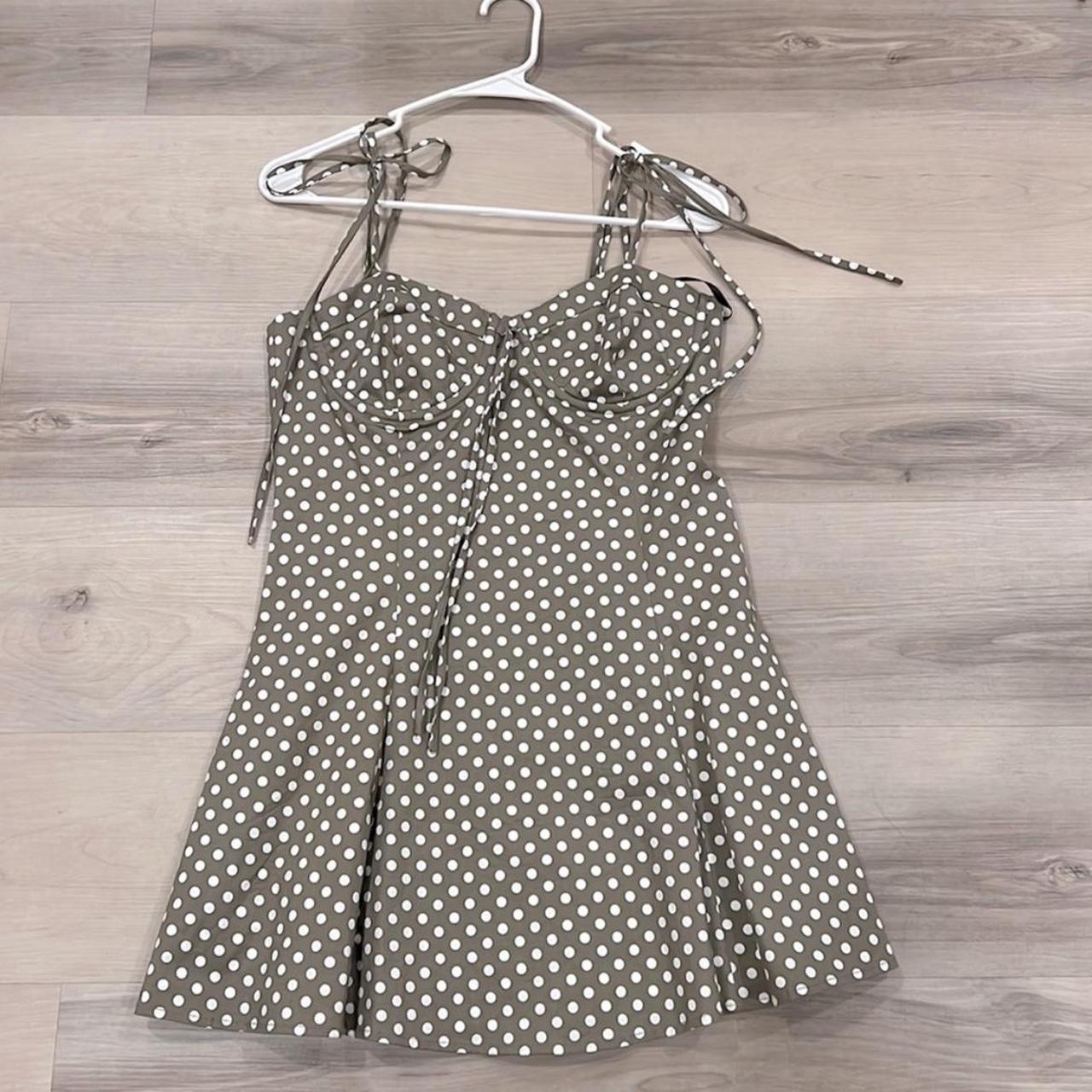 Majorelle Tahoe Dress in Green and White Dot Depop