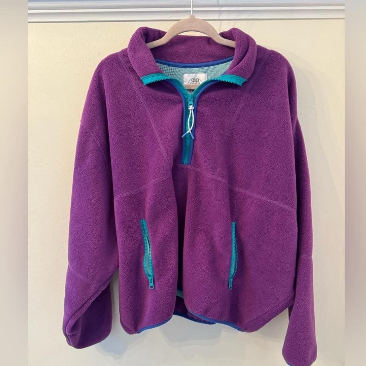 Urban Outfitters size L 1/2 quarter zip purple with... - Depop