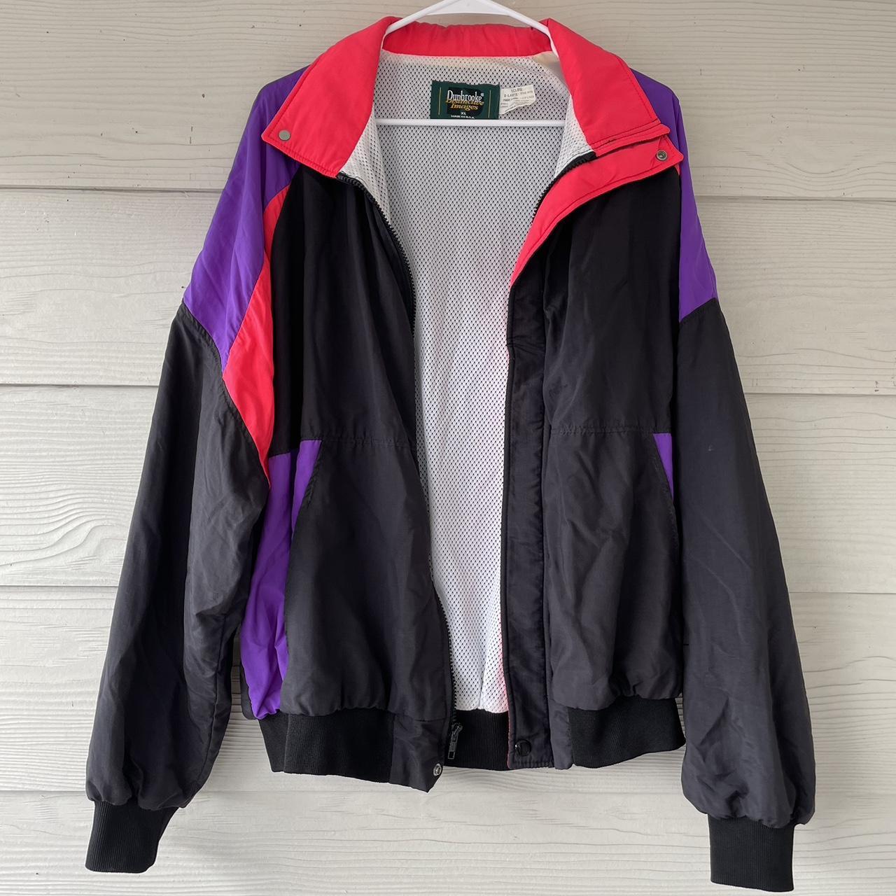 Vintage 1990s Made in USA track jacket windbreaker... - Depop