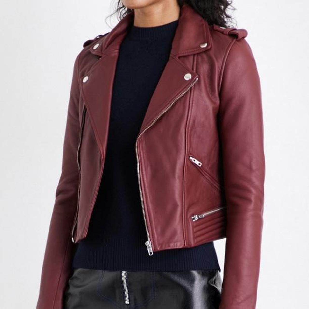 Maje red leather jacket best sale