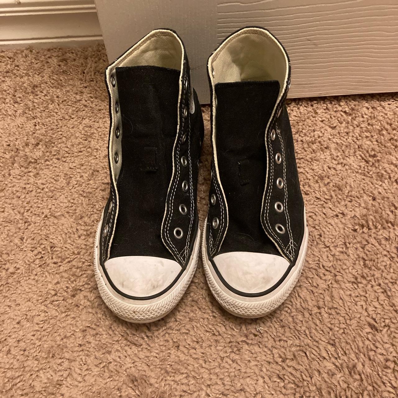 black converse size 3 no laces included in pretty... - Depop