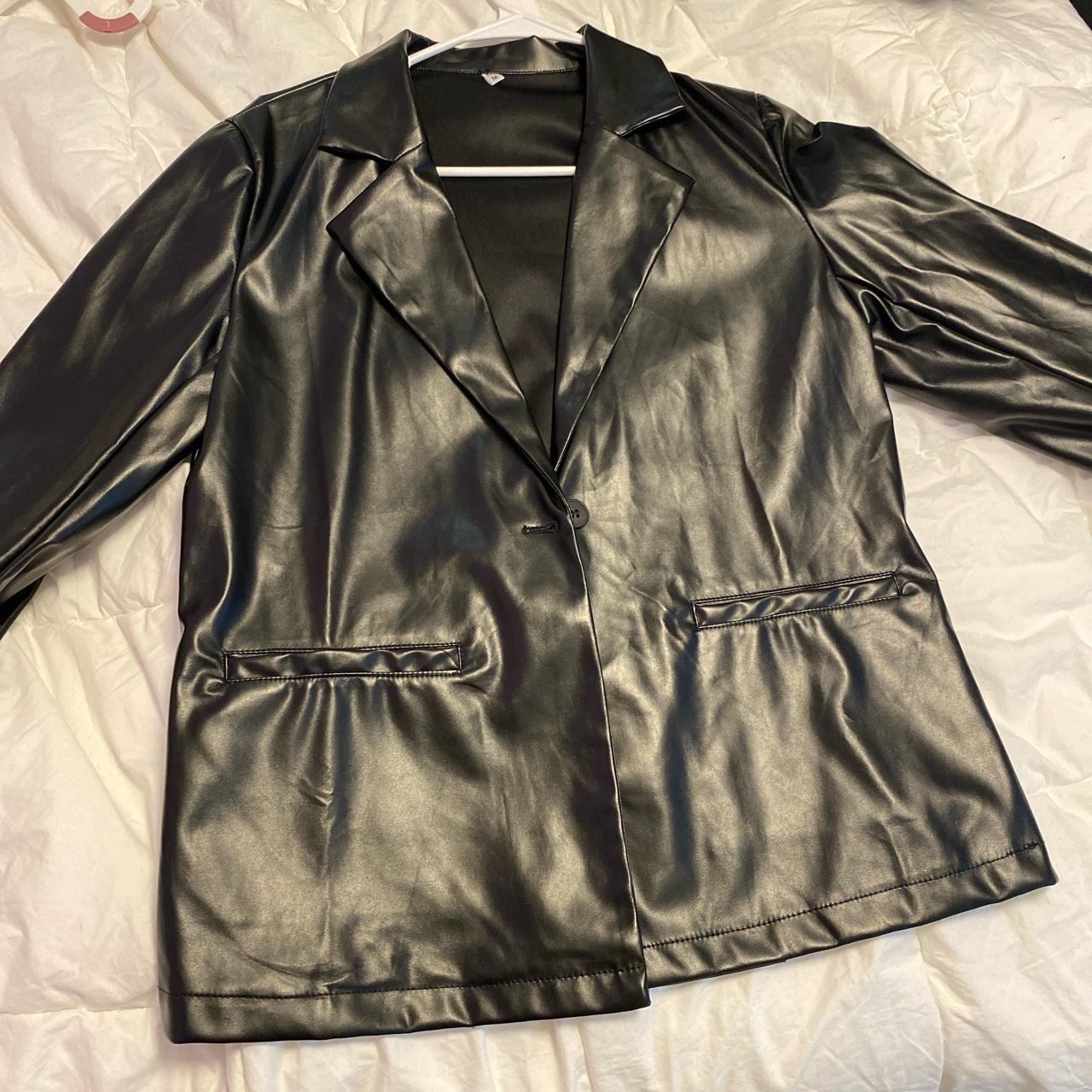 black leather jacket - Depop
