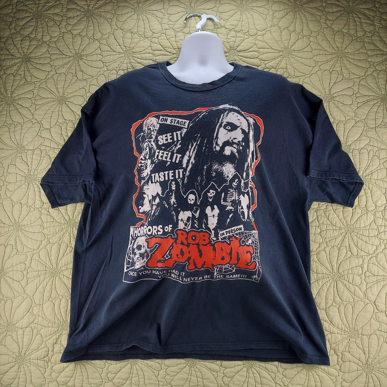 It's a vintage Y2K Rob Zombie oversized black short | Depop