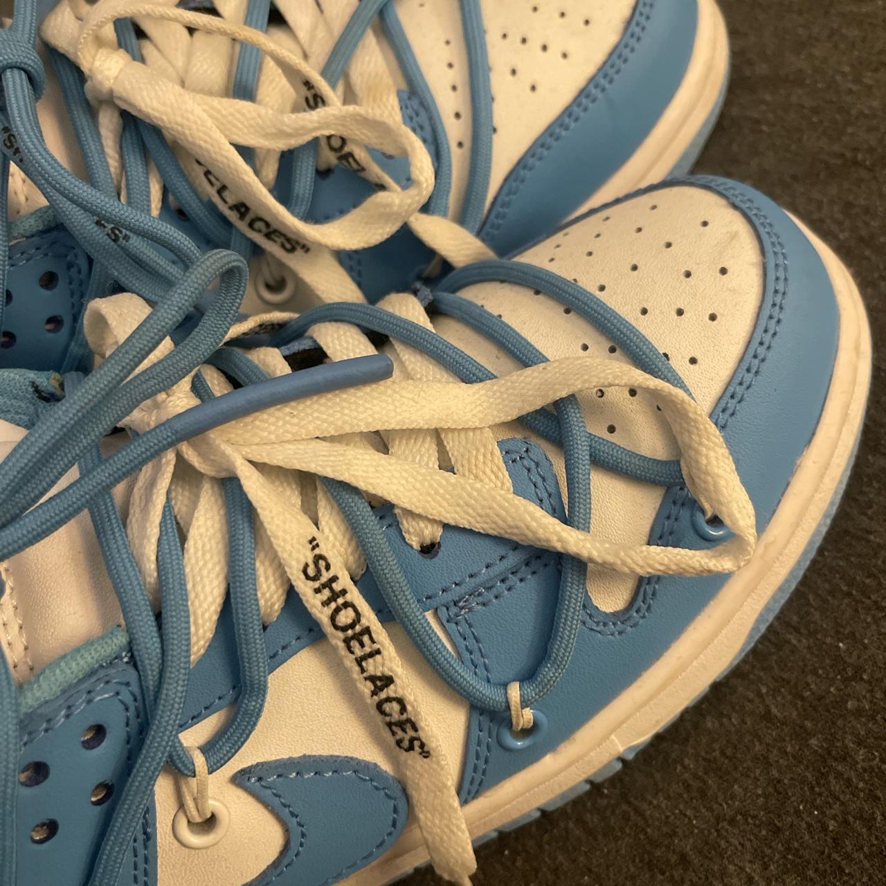 off white nike dunks blue barely worn, just not my... - Depop