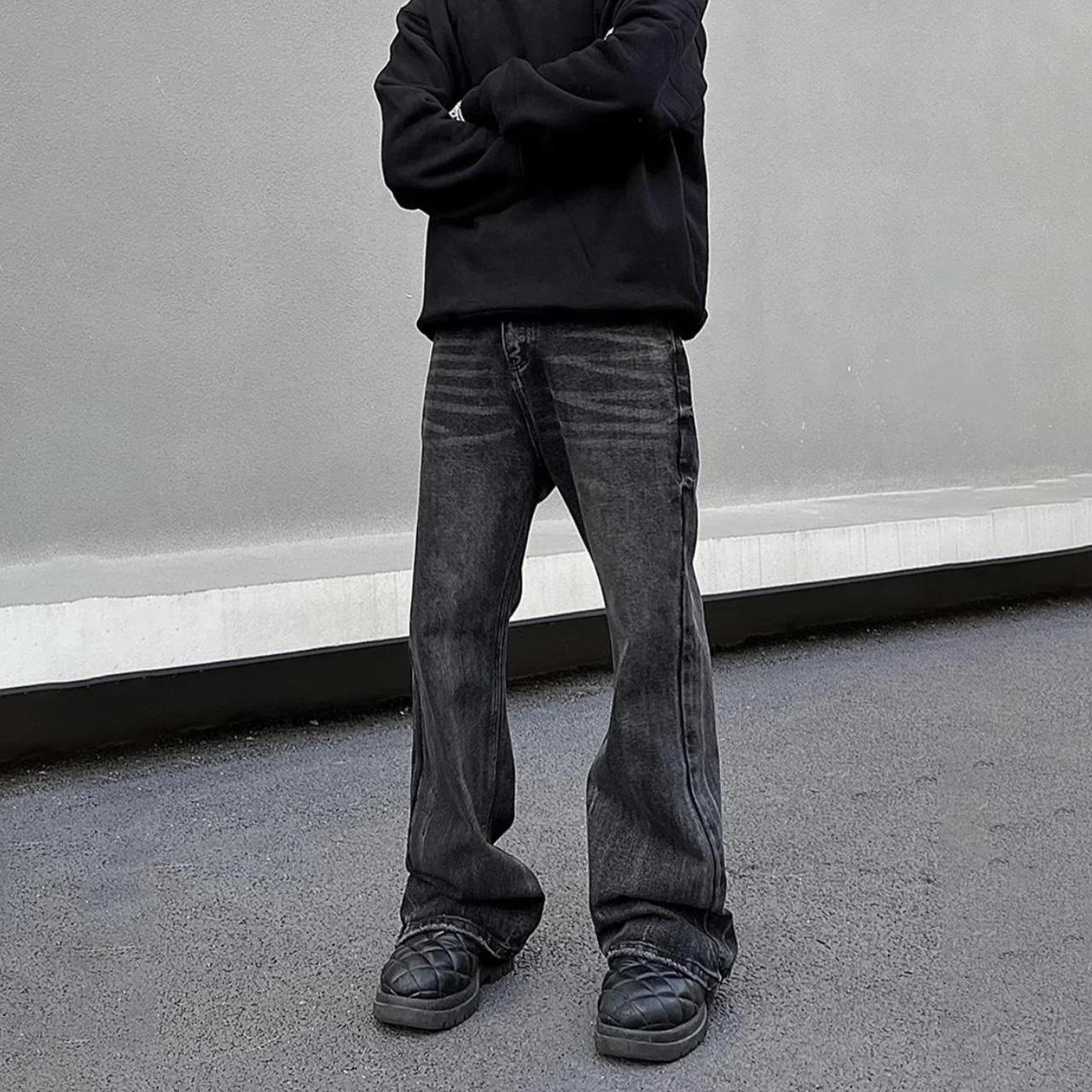 Dark Grey Flare Jeans No offers below 52 Sizes... Depop